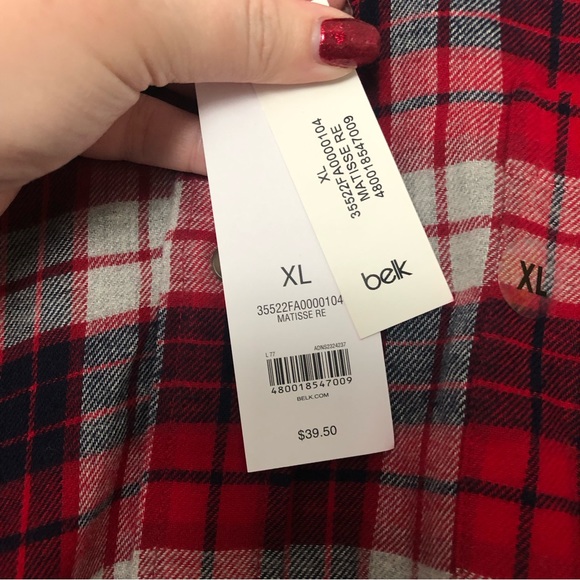 NWT Men’s red/blue plaid flannel - Picture 5 of 7